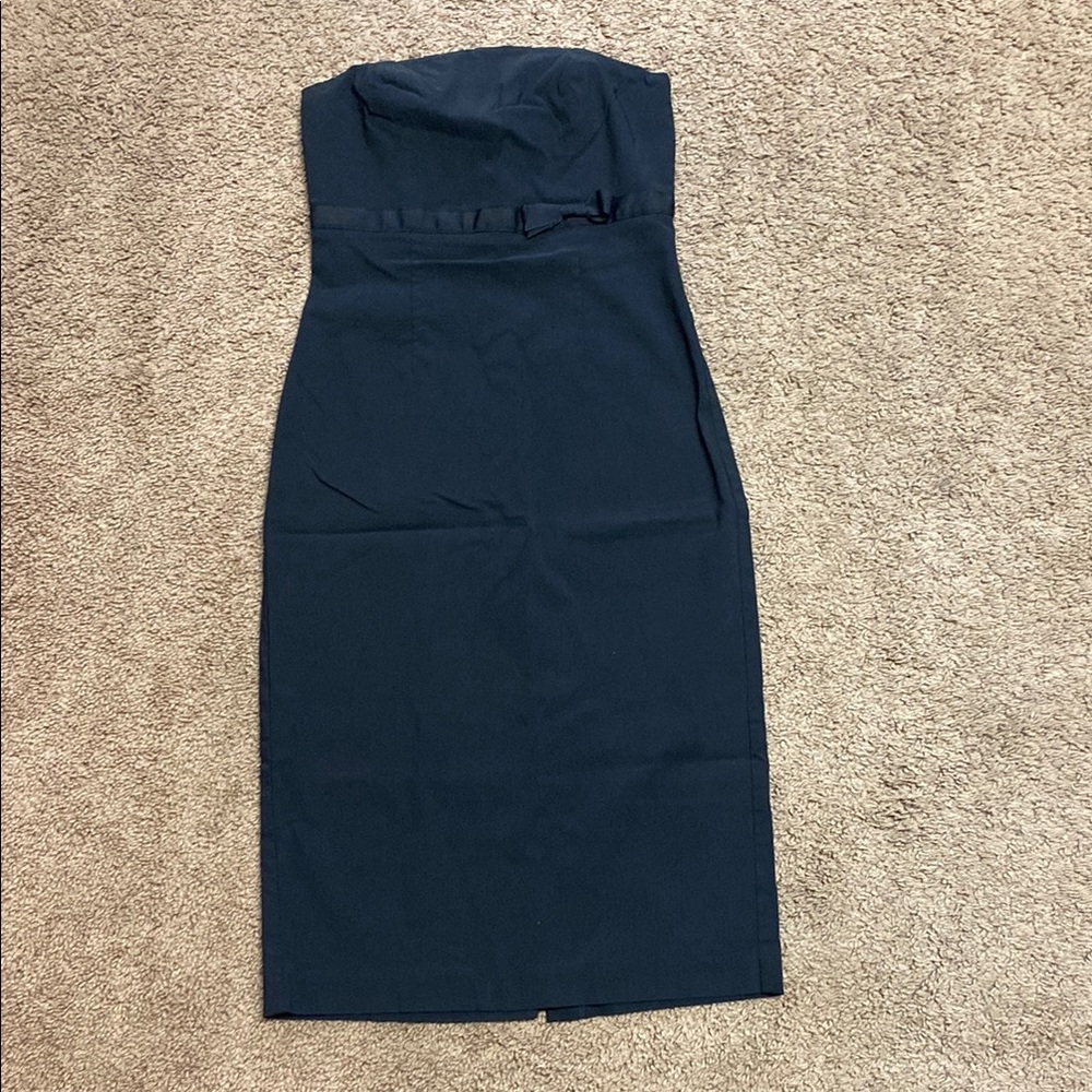 Express Blue Strapless Sheath Cocktail Dress